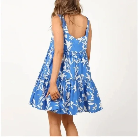 Petal & Pup Cotton Blue and White Floral Babydoll Dress XS - Picture 2 of 8